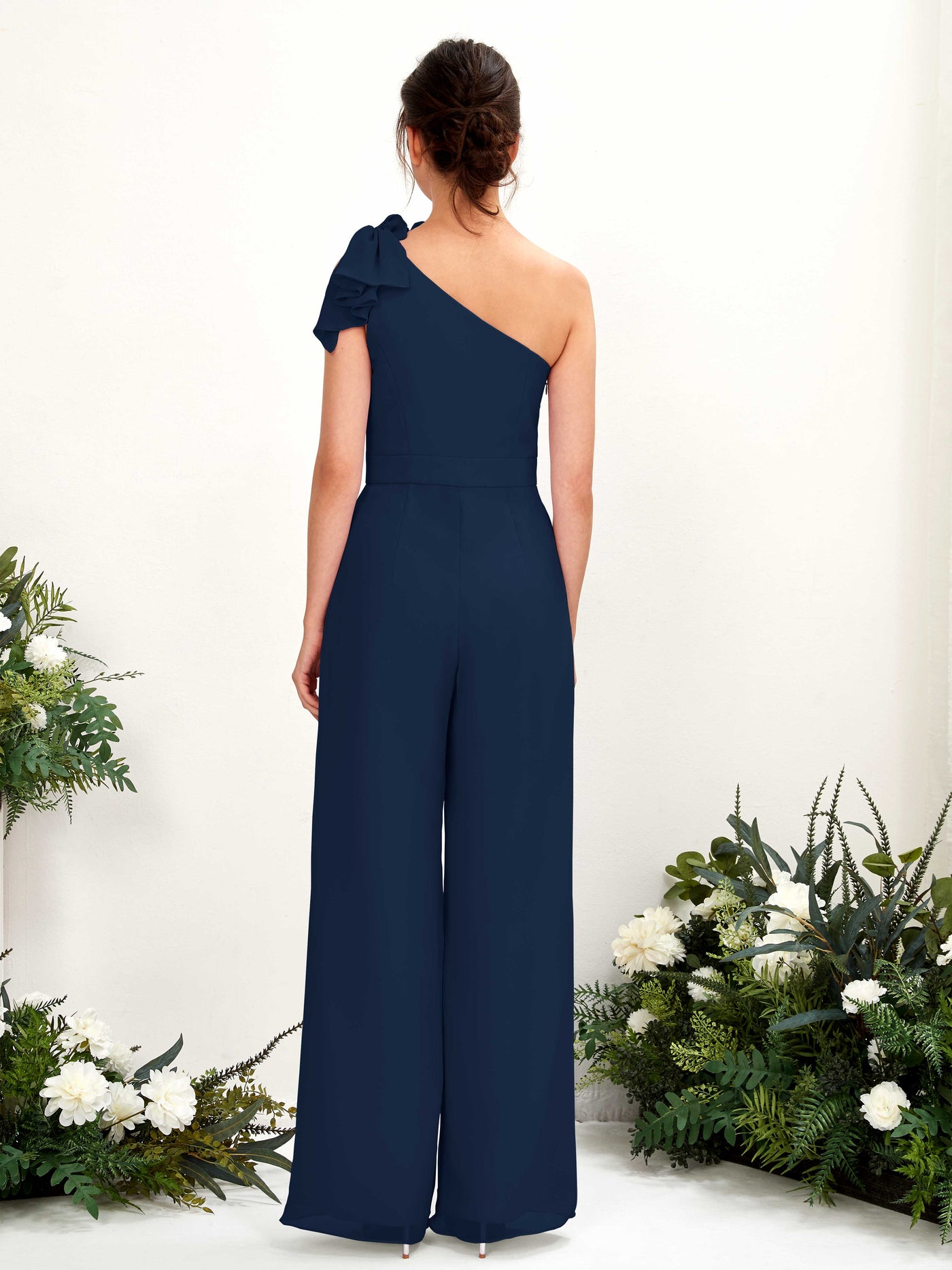 Carlyna Combinaison Décolleté Asymétrique Longueur ras du sol Robes de demoiselle d'honneur Bleu Marine #couleur_bleu-marine