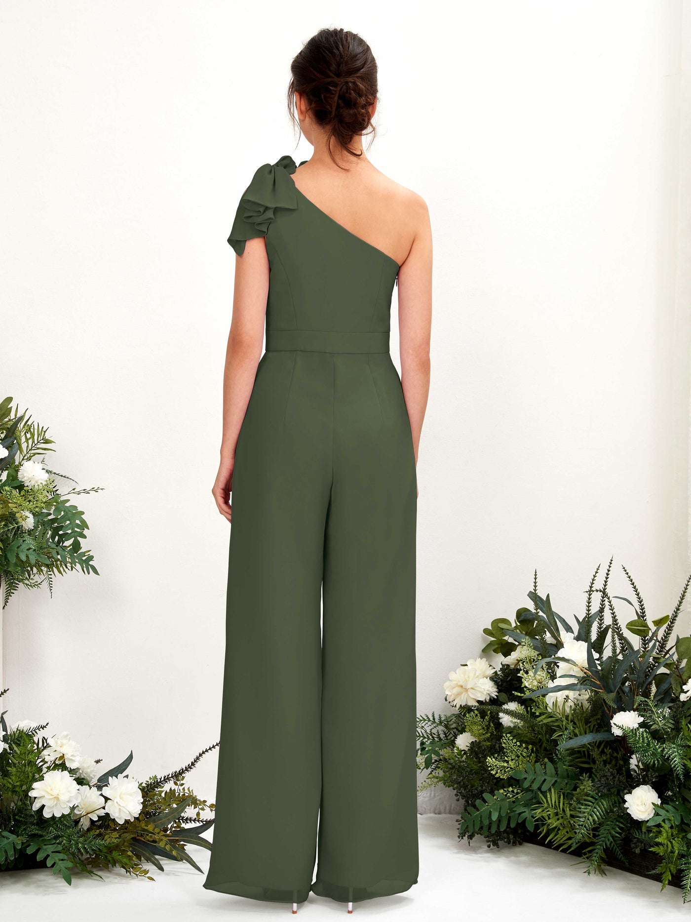 Carlyna Combinaison Décolleté Asymétrique Longueur ras du sol Robes de demoiselle d'honneur Olive Martini #couleur_olive-martini