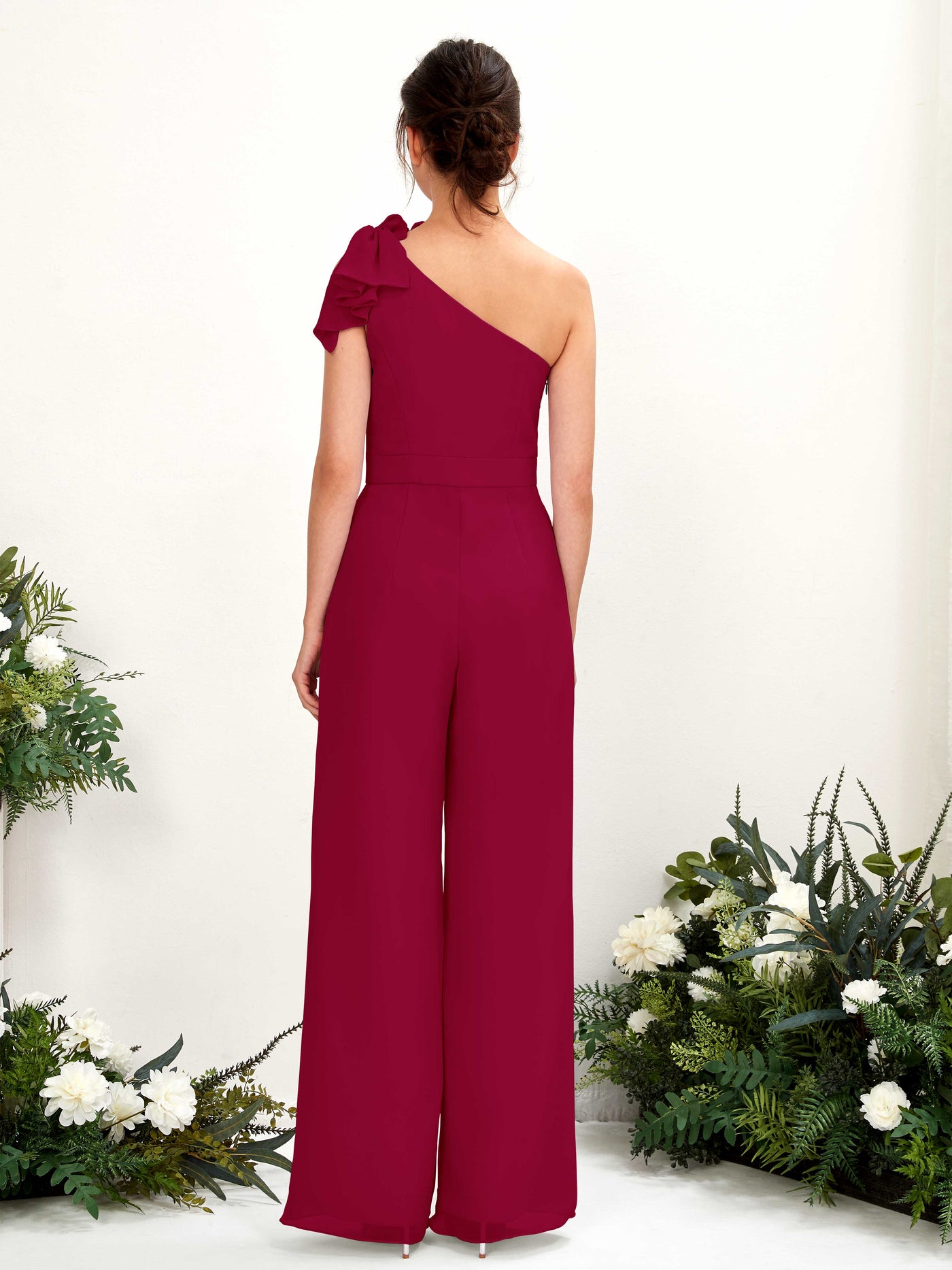 Carlyna Combinaison Décolleté Asymétrique Longueur ras du sol Robes de demoiselle d'honneur Rouge Bouffon #couleur_rouge-bouffon