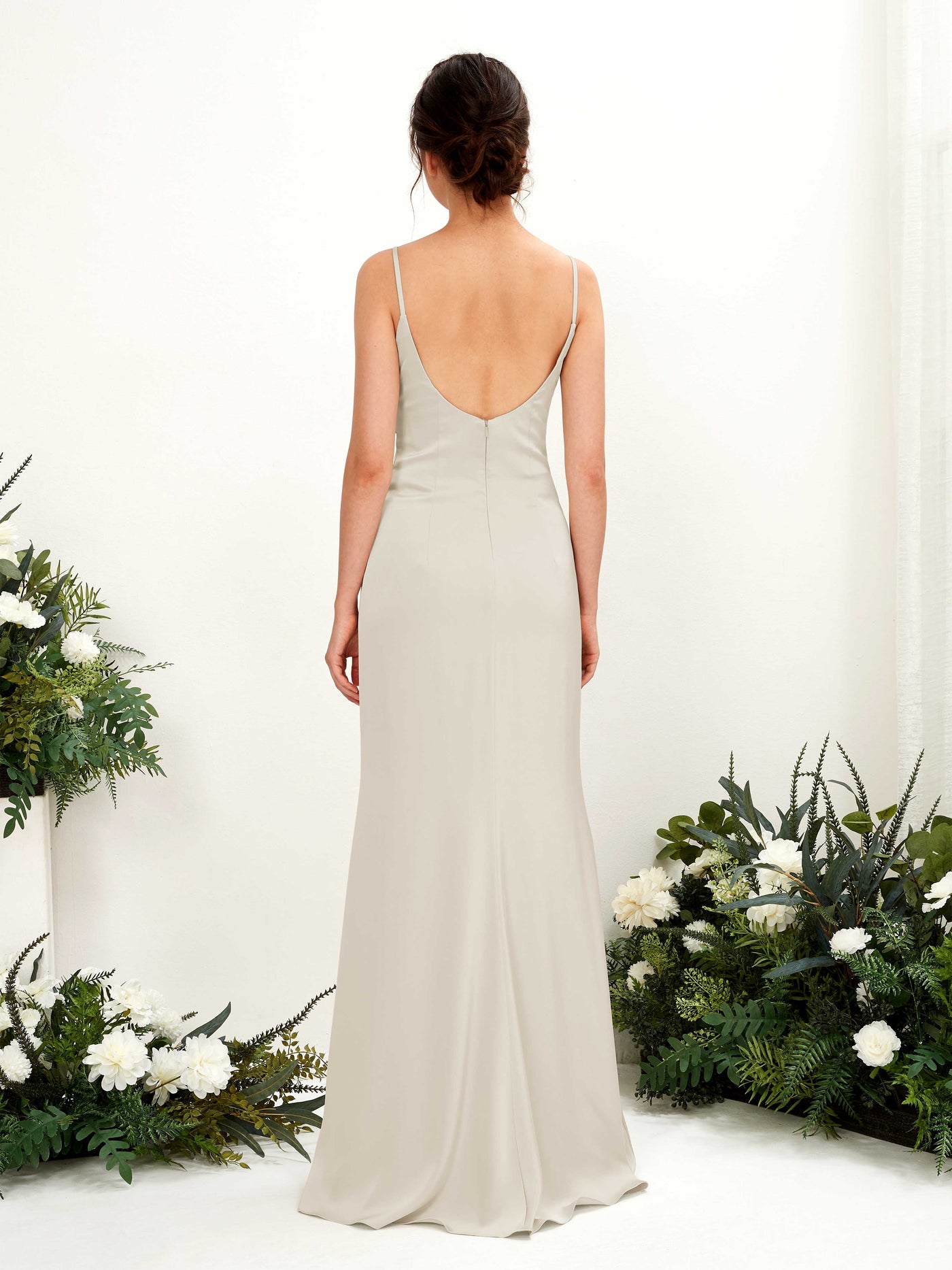 Carlyna Empire Col bénitier Longueur ras du sol Satin Froncé Robes de demoiselle d'honneur Champagne #couleur_champagne