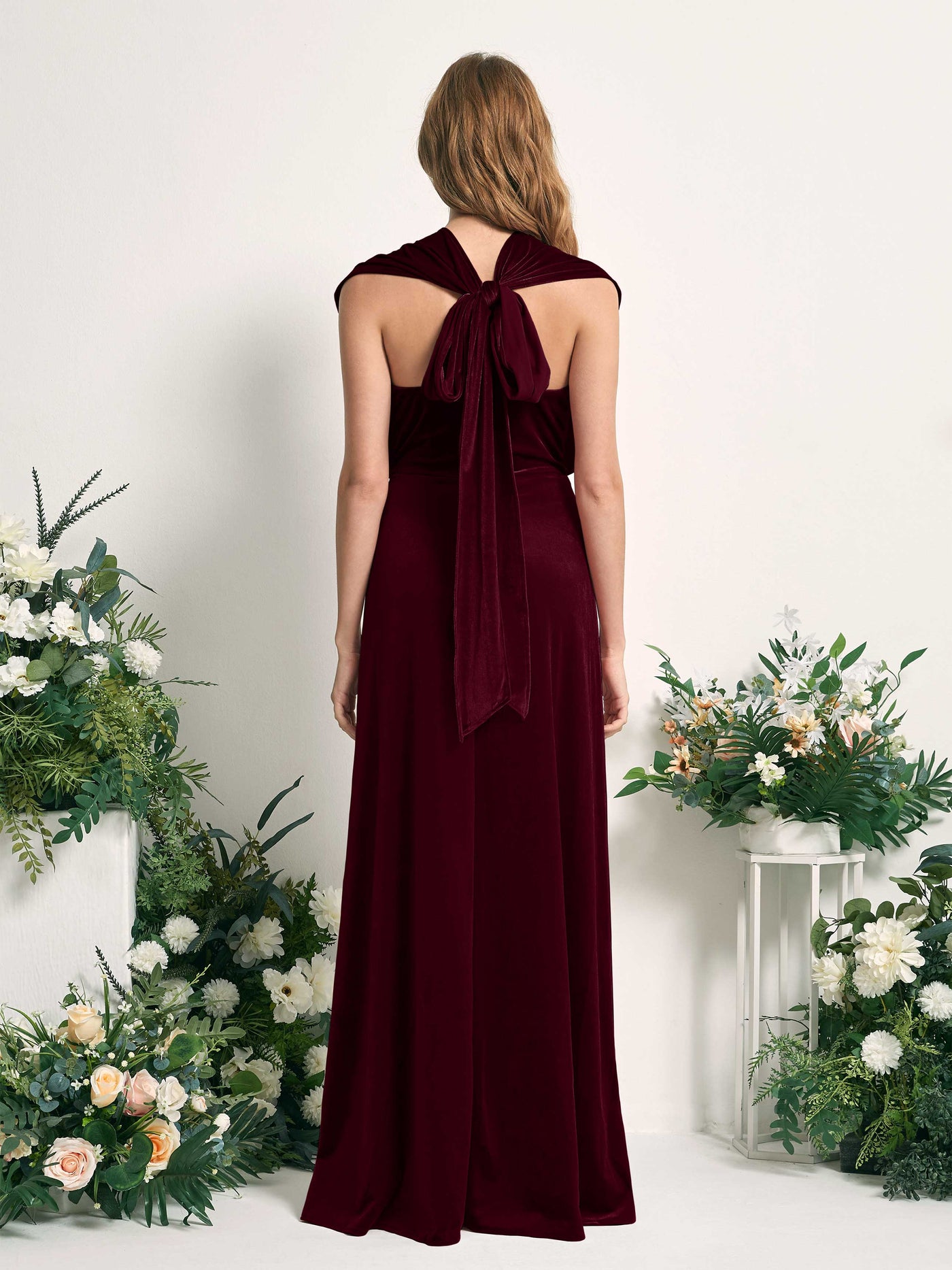 Carlyna Fourreau Convertible Longueur ras du sol Robes de demoiselle d'honneur Bordeaux #couleur_bordeaux