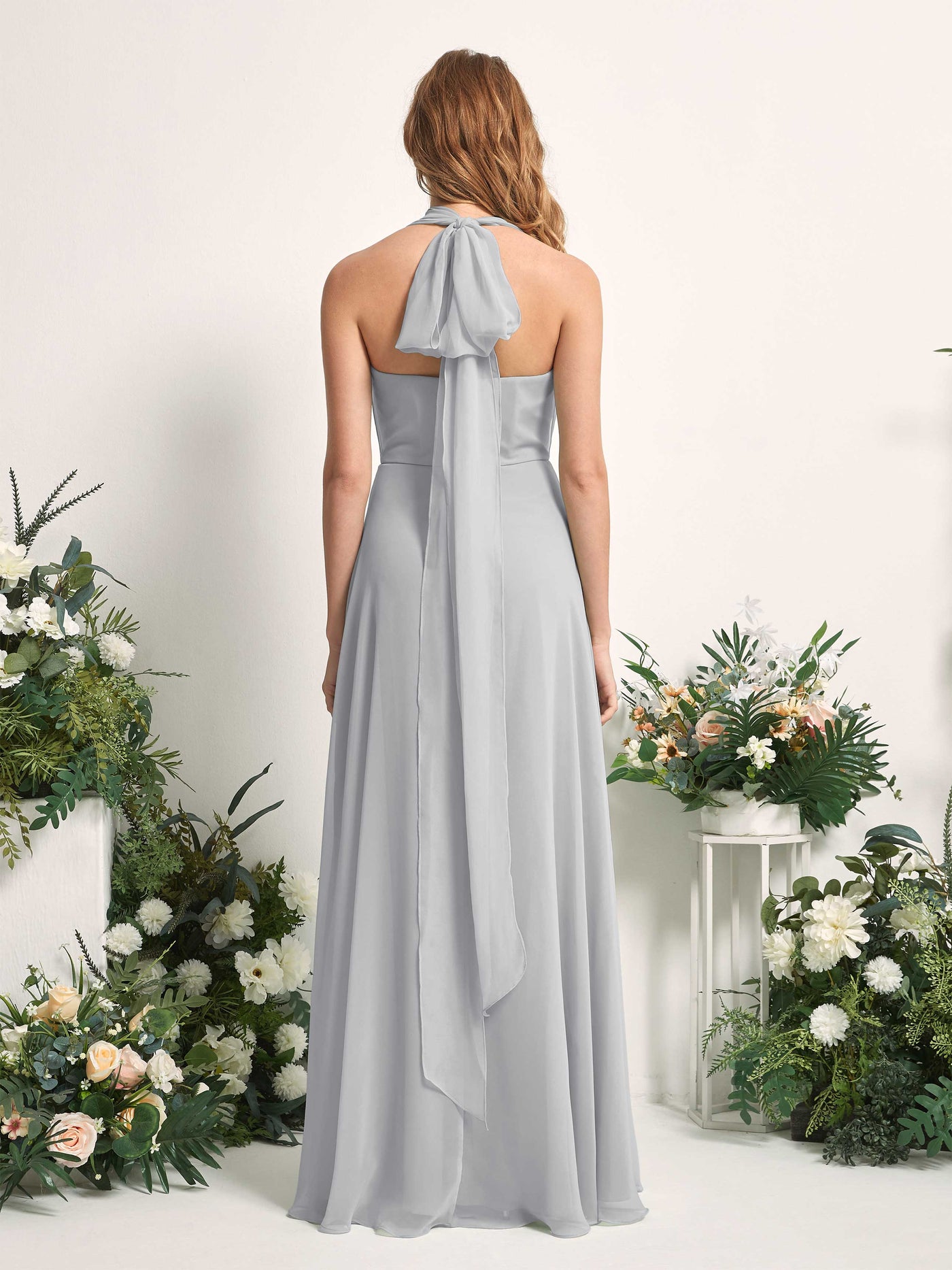 Carlyna Robe de demoiselle d'honneur Trapèze Col coeur Longueur ras du sol Argent #couleur_argent