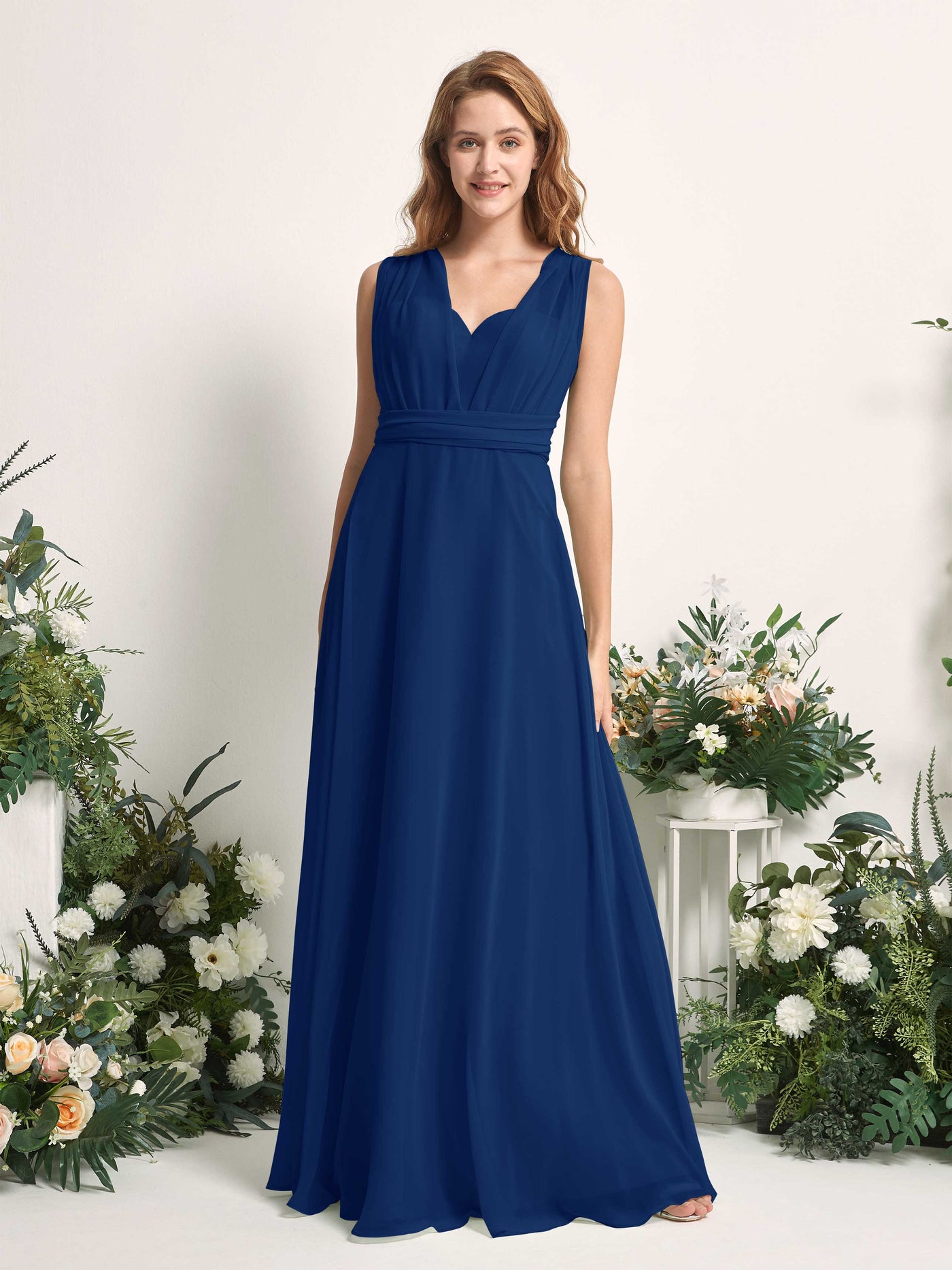 Carlyna Robe de demoiselle d'honneur Trapèze Col coeur Longueur ras du sol Bleu Roi #couleur_bleu-roi