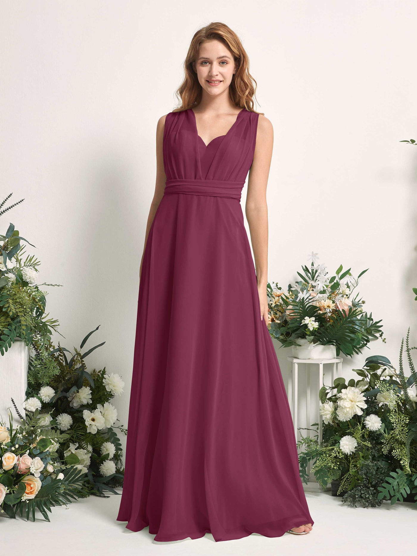 Carlyna Robe de demoiselle d'honneur Trapèze Col coeur Longueur ras du sol Chianti #couleur_chianti