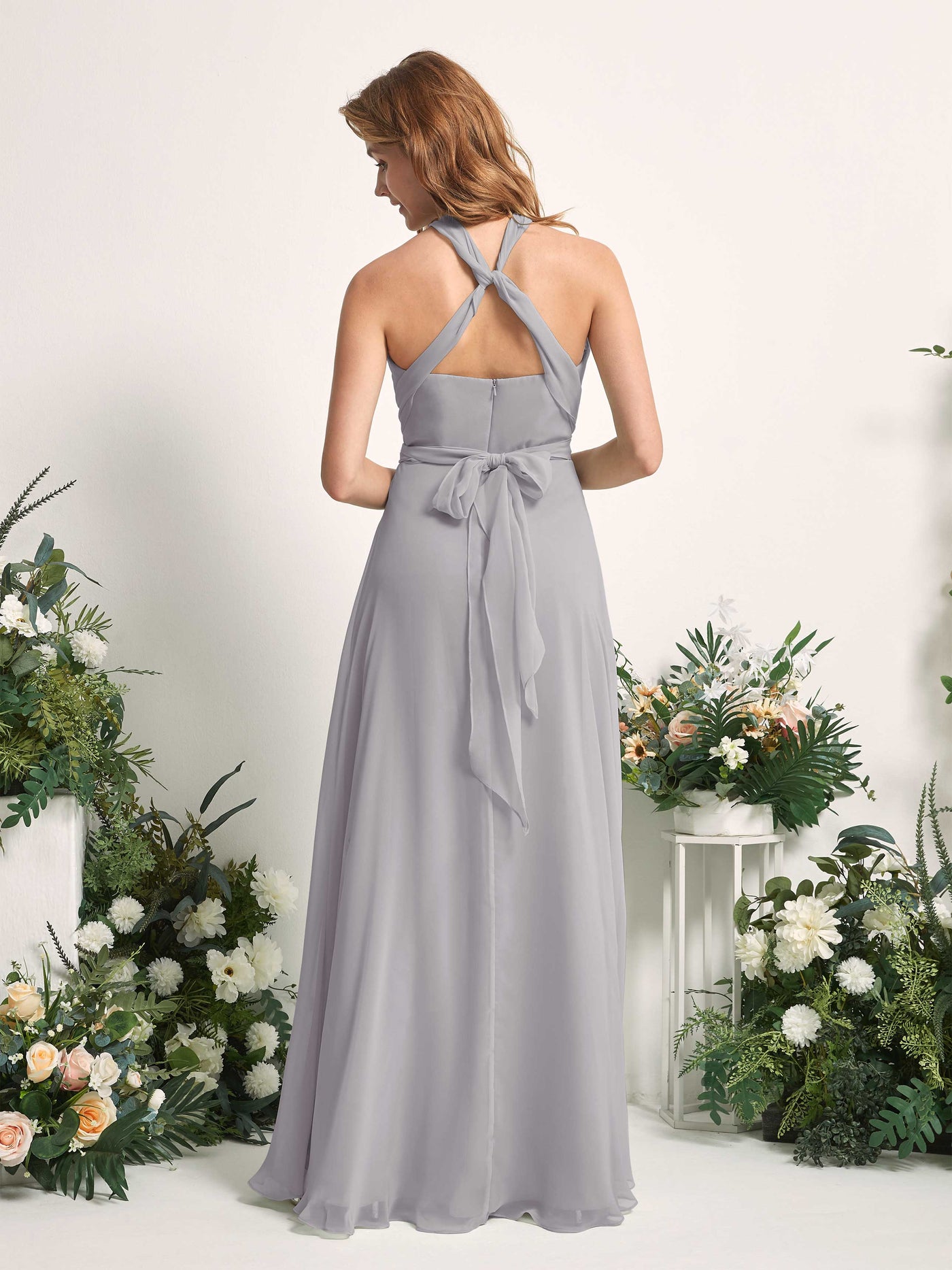 Carlyna Robe de demoiselle d'honneur Trapèze Col coeur Longueur ras du sol Gris Boussole #couleur_gris-boussole