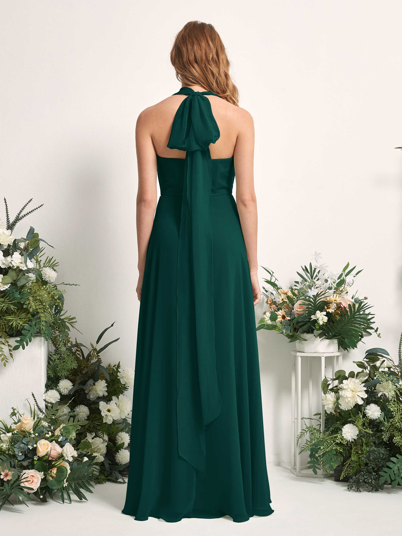 Carlyna Robe de demoiselle d'honneur Trapèze Col coeur Longueur ras du sol Émeraude Foncé #couleur_meraude-fonc
