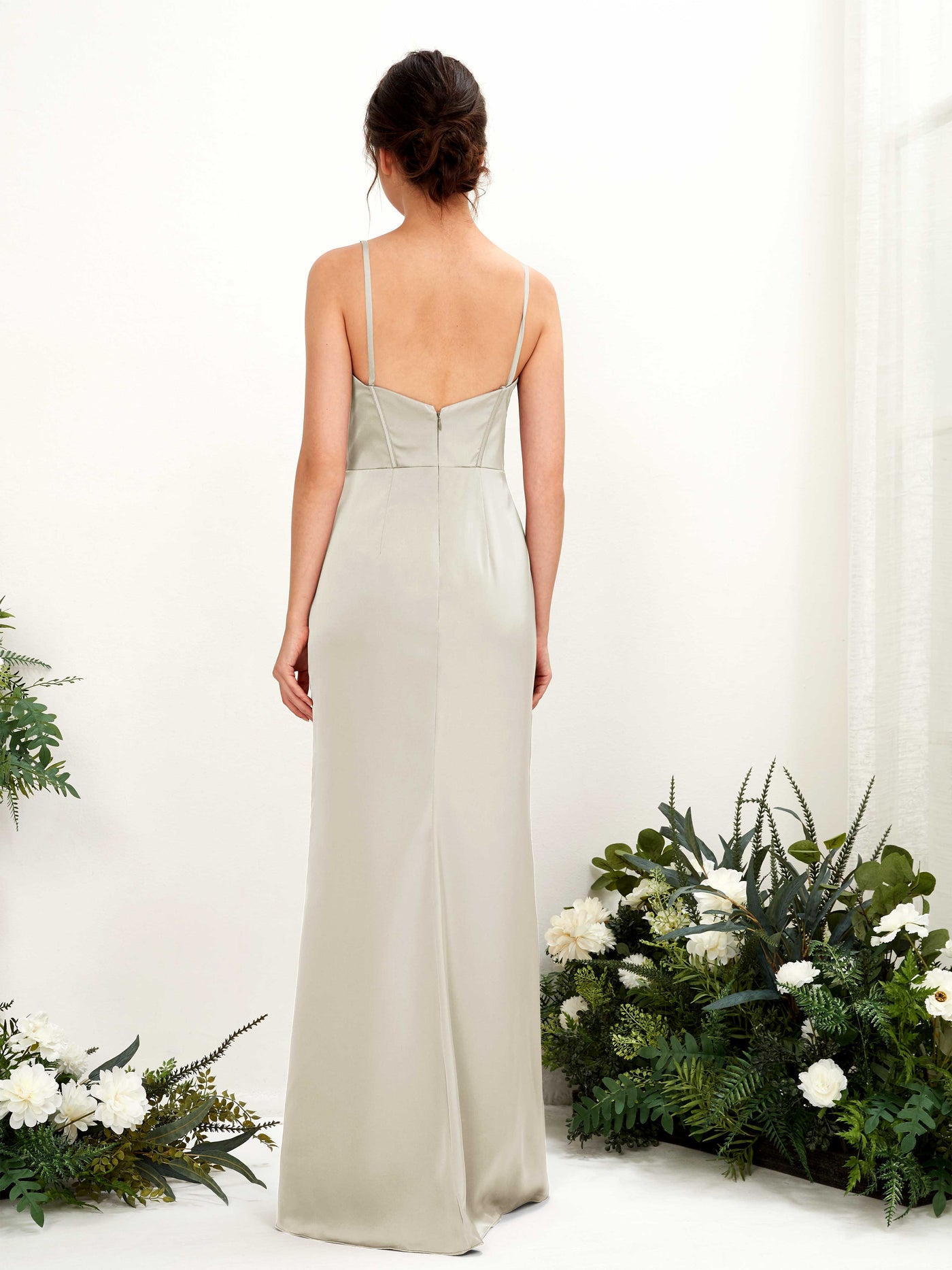 Carlyna Robe fourreau en satin col cœur longueur ras du sol demoiselle d'honneur Champagne #couleur_champagne