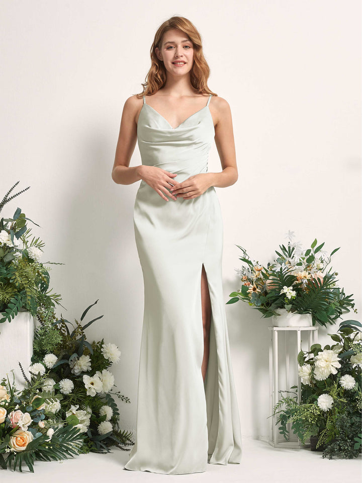 Carlyna Robe sirène Col V Longueur ras du sol Satin pour demoiselles d&