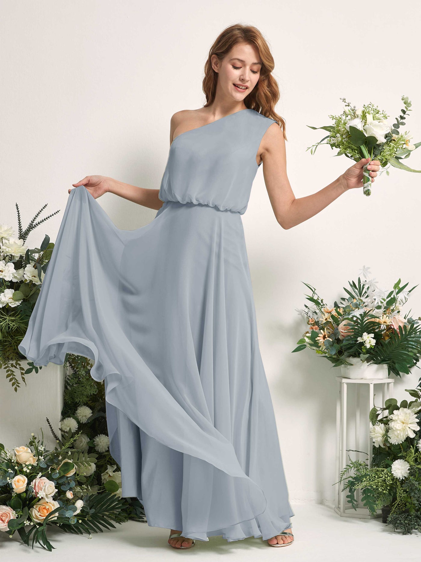 Carlyna Robe Trapèze Asymétrique Longueur Sol Robes de Demoiselle d'Honneur Bleu Poussiéreux Amélioré #couleur_bleu-poussi-reux-am-lior