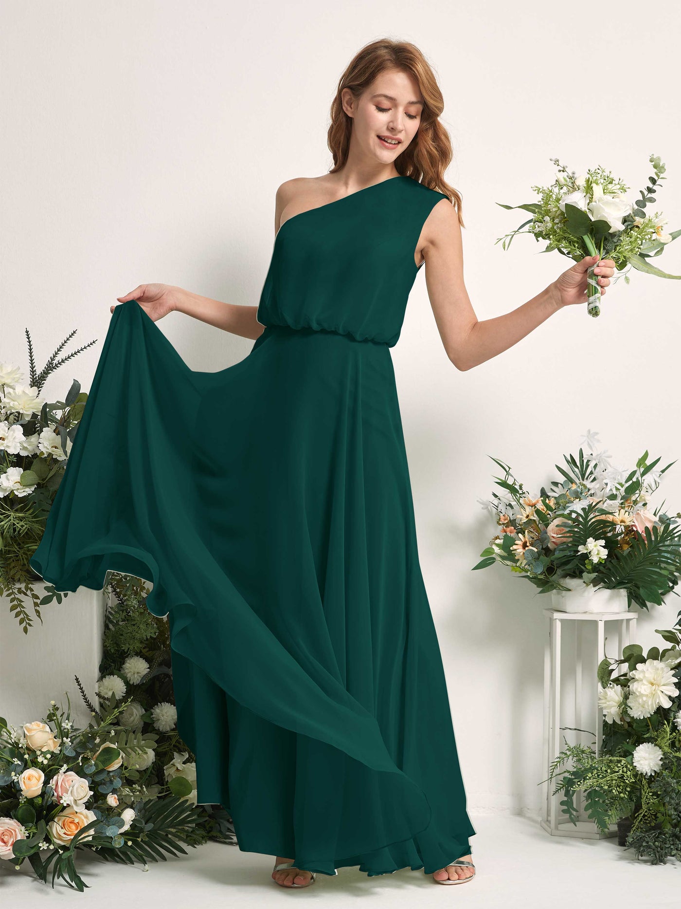 Carlyna Robe Trapèze Asymétrique Longueur Sol Robes de Demoiselle d'Honneur Émeraude Foncé #couleur_meraude-fonc