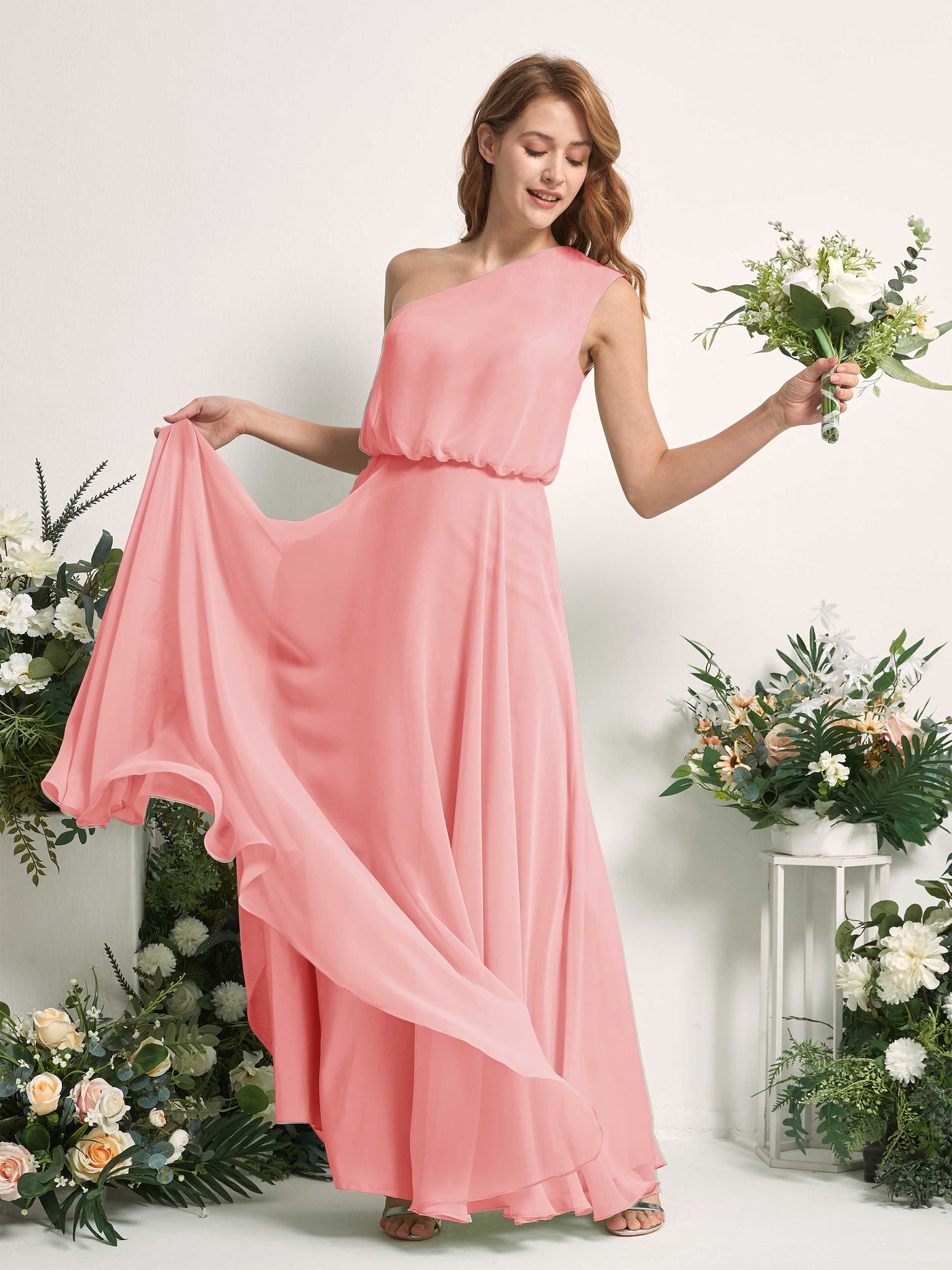Carlyna Robe Trapèze Asymétrique Longueur Sol Robes de Demoiselle d'Honneur Rose Ballet #couleur_rose-ballet