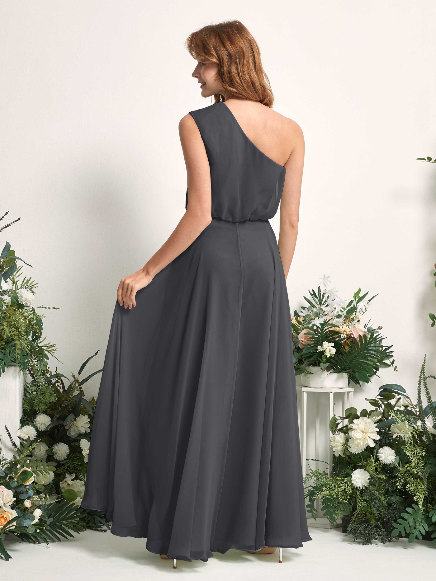 Carlyna Robe Trapèze Asymétrique Longueur Sol Robes de Demoiselle d'Honneur Étain #couleur_tain