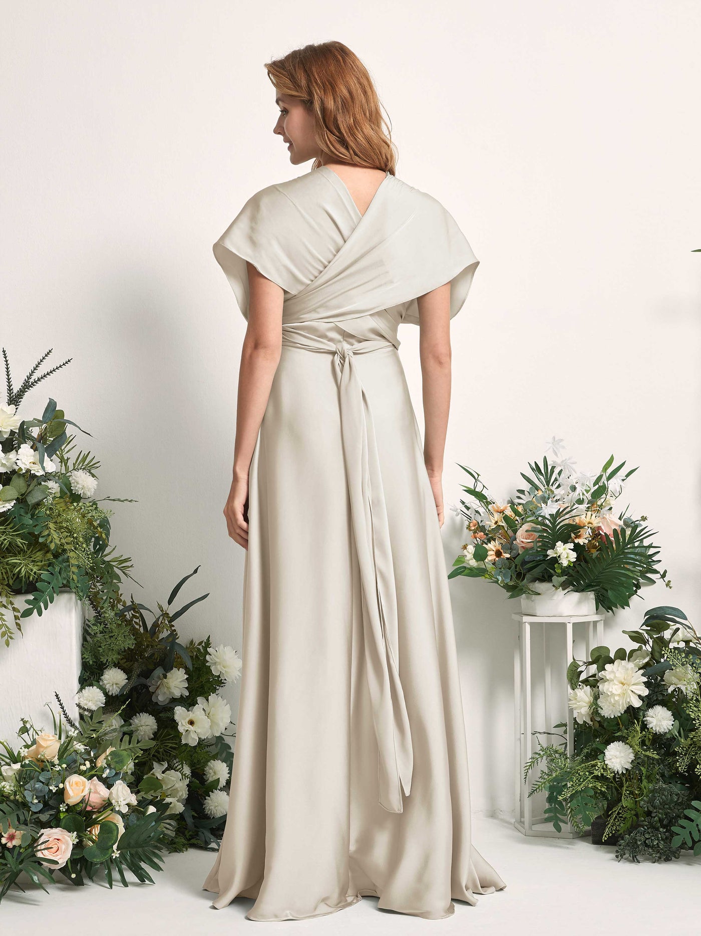 Carlyna Robe trapèze col cœur longueur ras du sol demoiselle d'honneur Champagne #couleur_champagne