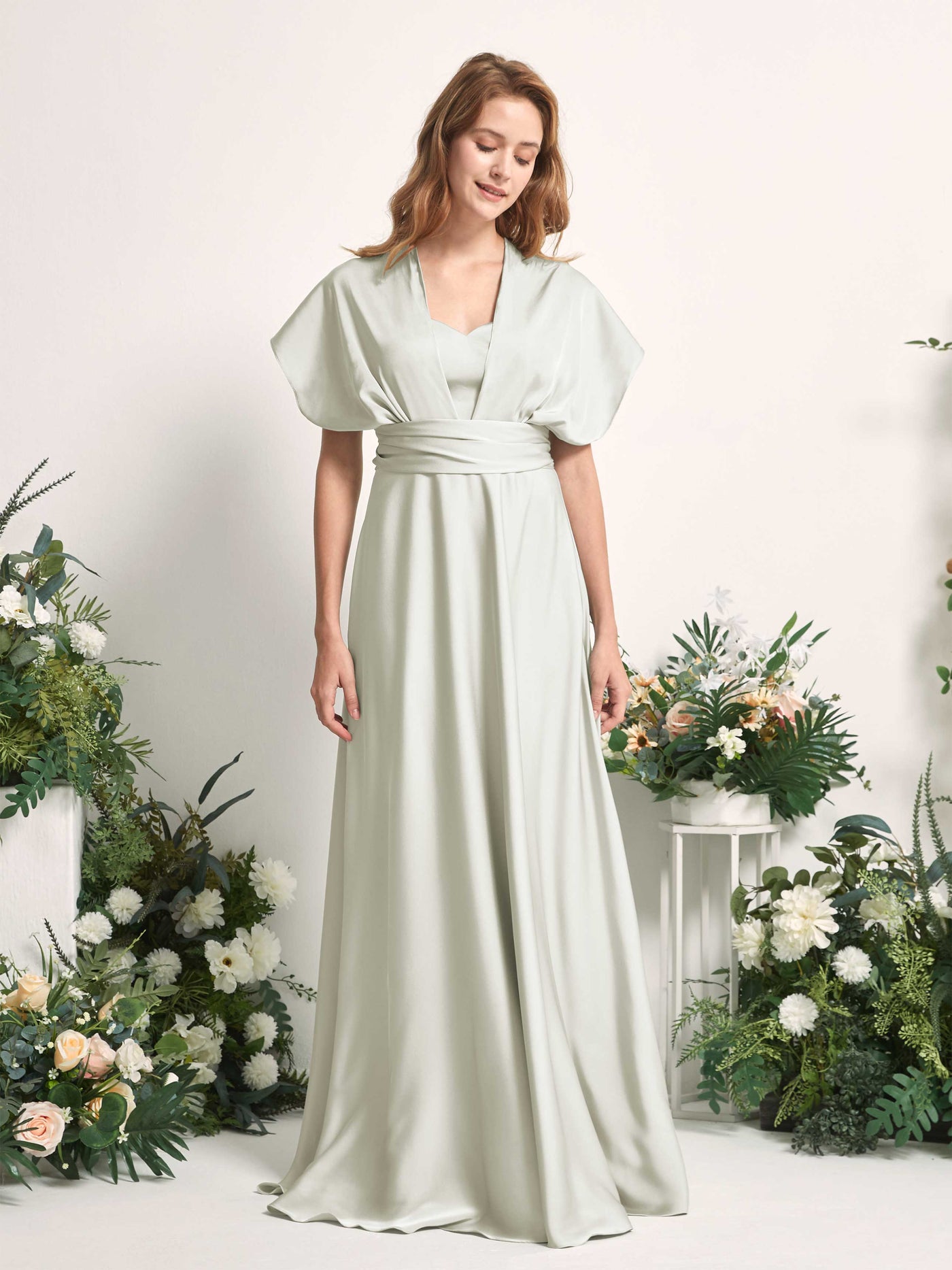 Carlyna Robe trapèze col cœur longueur ras du sol demoiselle d'honneur Ivoire #couleur_ivoire