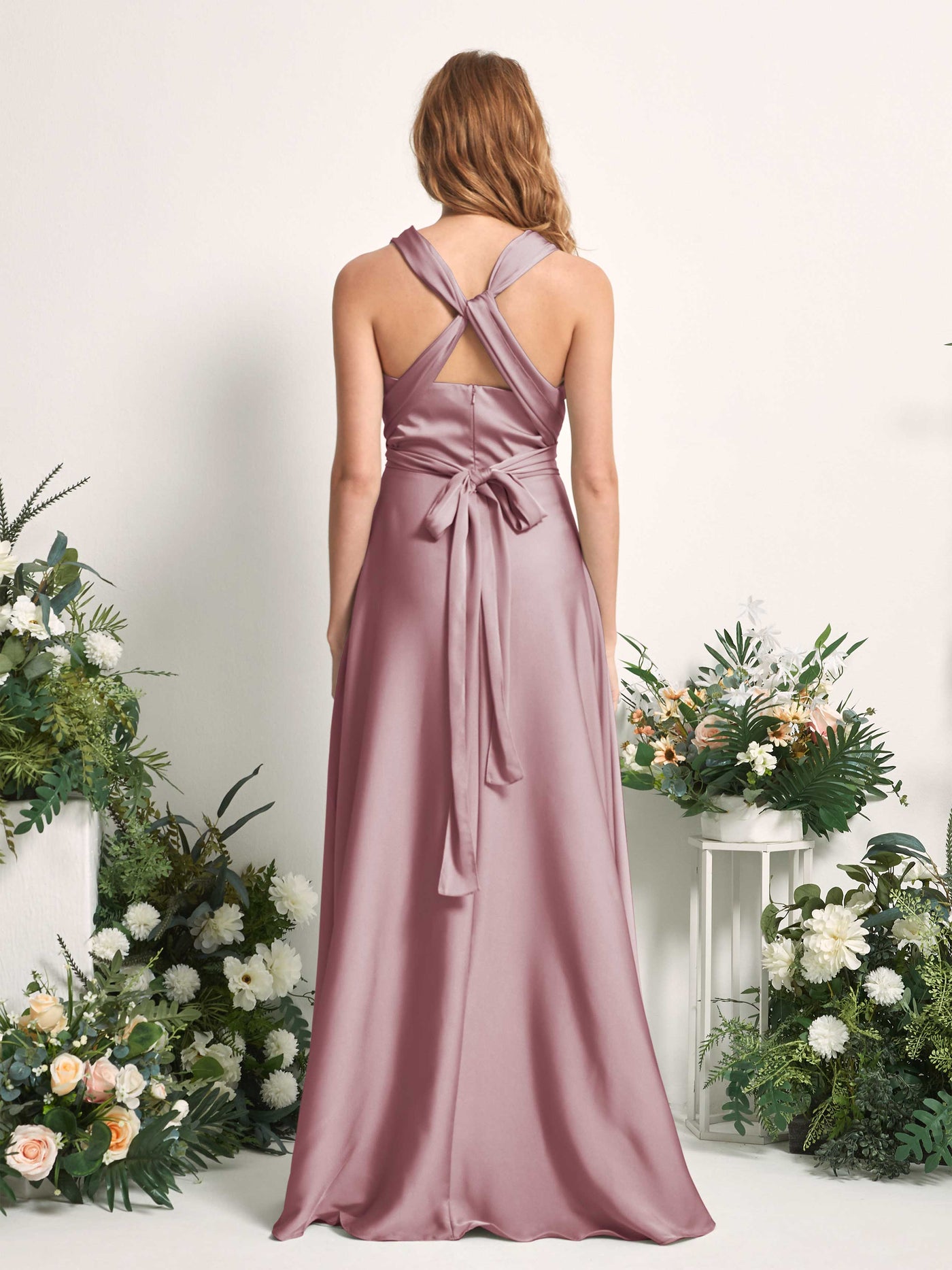 Carlyna Robe trapèze col cœur longueur ras du sol demoiselle d'honneur Quartz Rose #couleur_quartz-rose