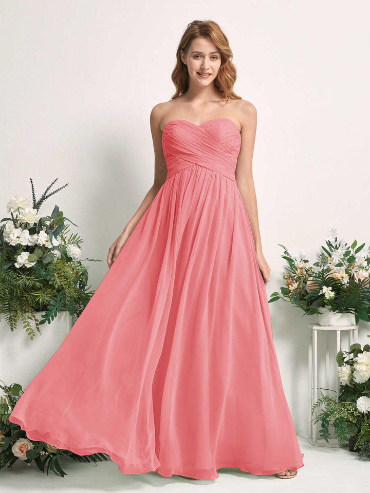 Carlyna Robe Trapèze Col cœur Longueur ras du sol Mousseline Froncé Demoiselle d&