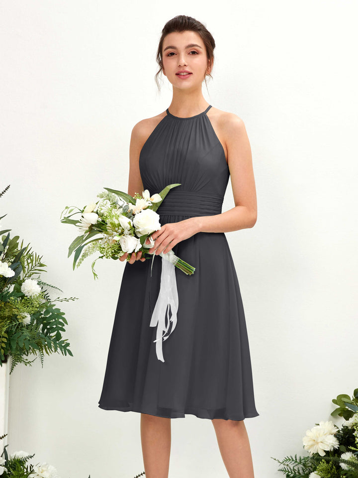 Carlyna Robe trapèze col rond longueur genou mousseline demoiselle d&
