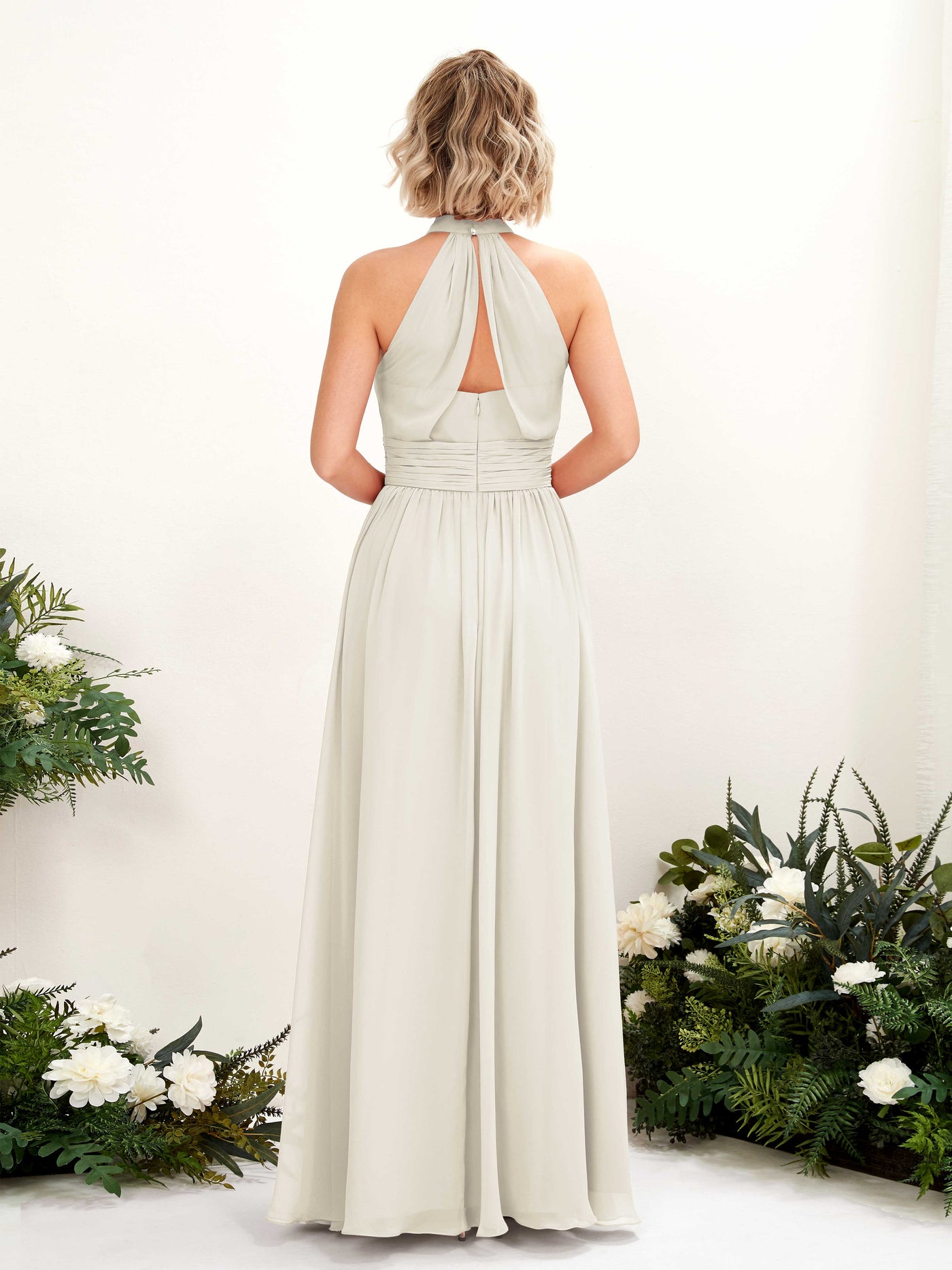 Carlyna Robe Trapèze Col Rond Longueur Ras du Sol Demoiselle d'Honneur Ivoire #couleur_ivoire