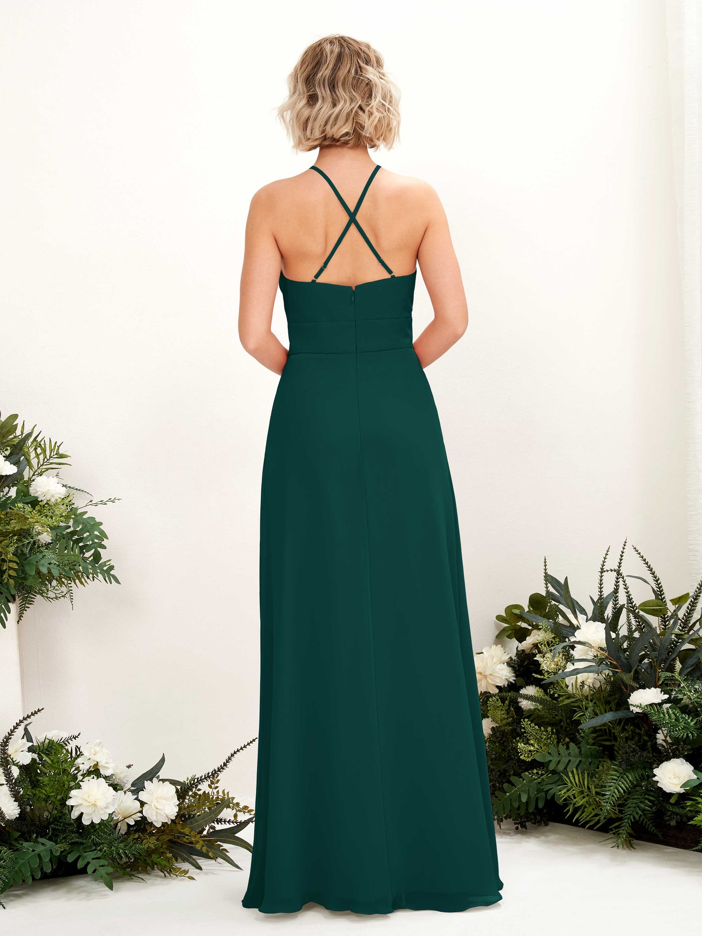 Carlyna Robe Trapèze Col Rond Longueur Ras du Sol Poches Demoiselle d'Honneur Émeraude Foncé #couleur_meraude-fonc