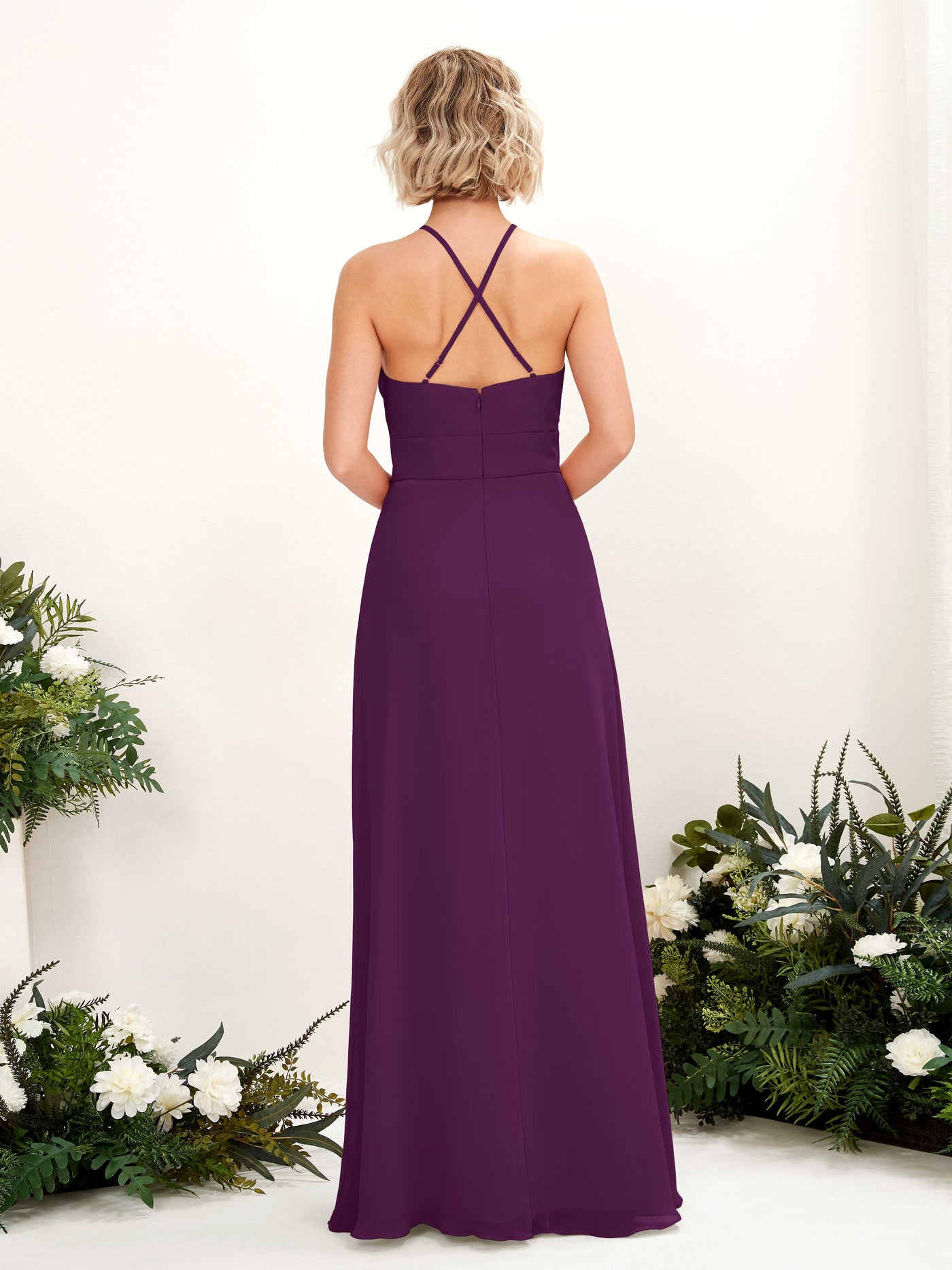 Carlyna Robe Trapèze Col Rond Longueur Ras du Sol Poches Demoiselle d'Honneur Pourpre #couleur_pourpre