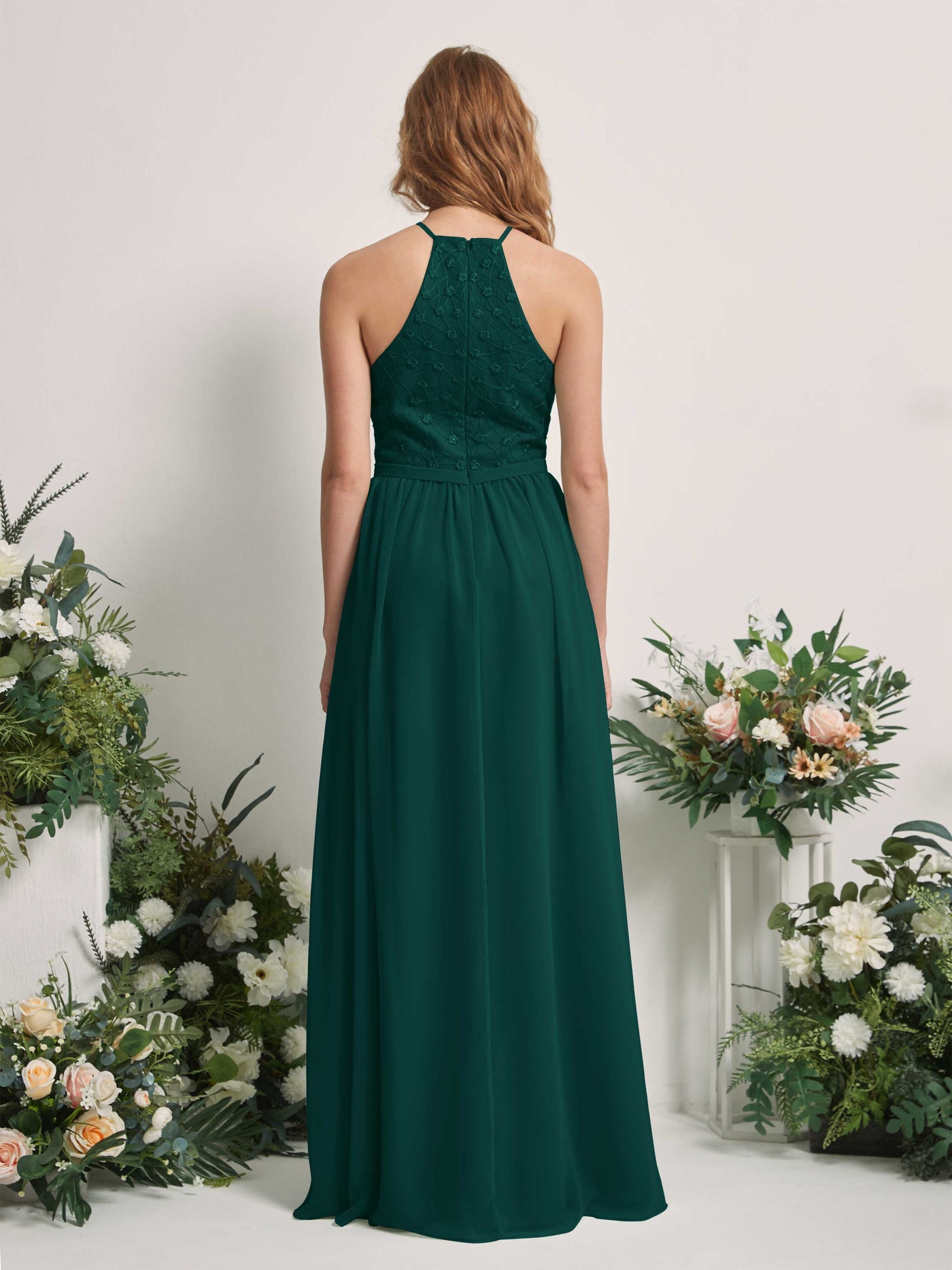 Carlyna Robe trapèze col rond longueur ras du sol robes de demoiselle d'honneur Émeraude Foncé #couleur_meraude-fonc