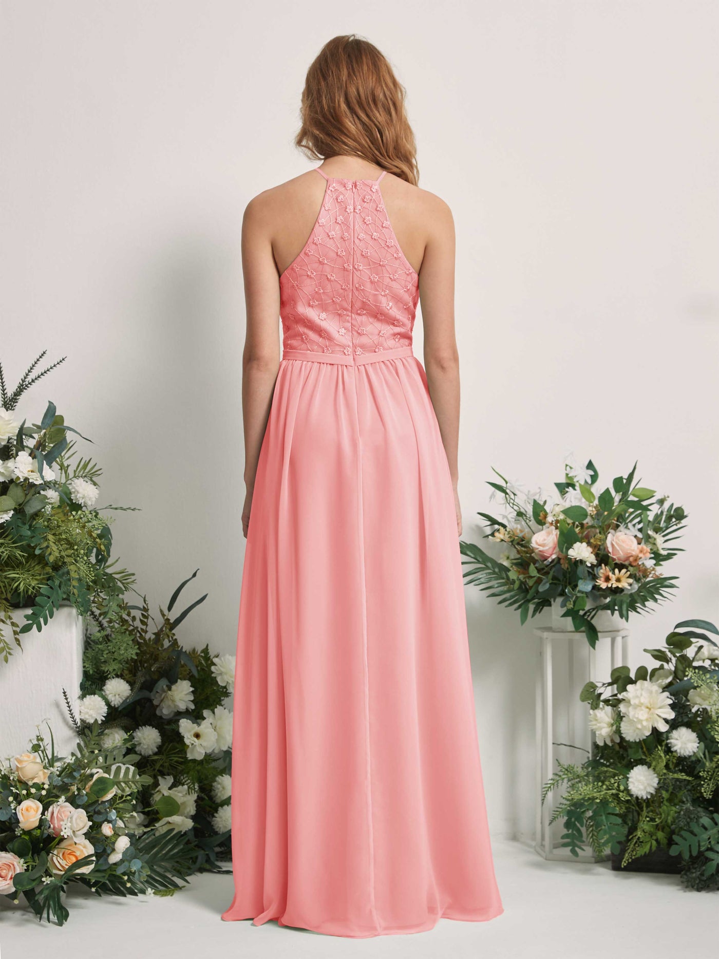 Carlyna Robe trapèze col rond longueur ras du sol robes de demoiselle d'honneur Rose Ballet #couleur_rose-ballet