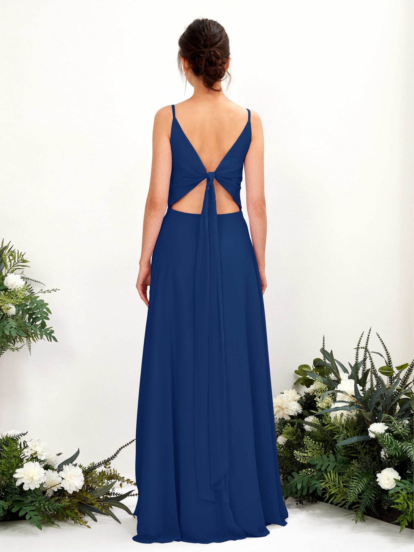 Carlyna Robe trapèze col V bretelles spaghetti robe demoiselle d'honneur Bleu Roi #couleur_bleu-roi