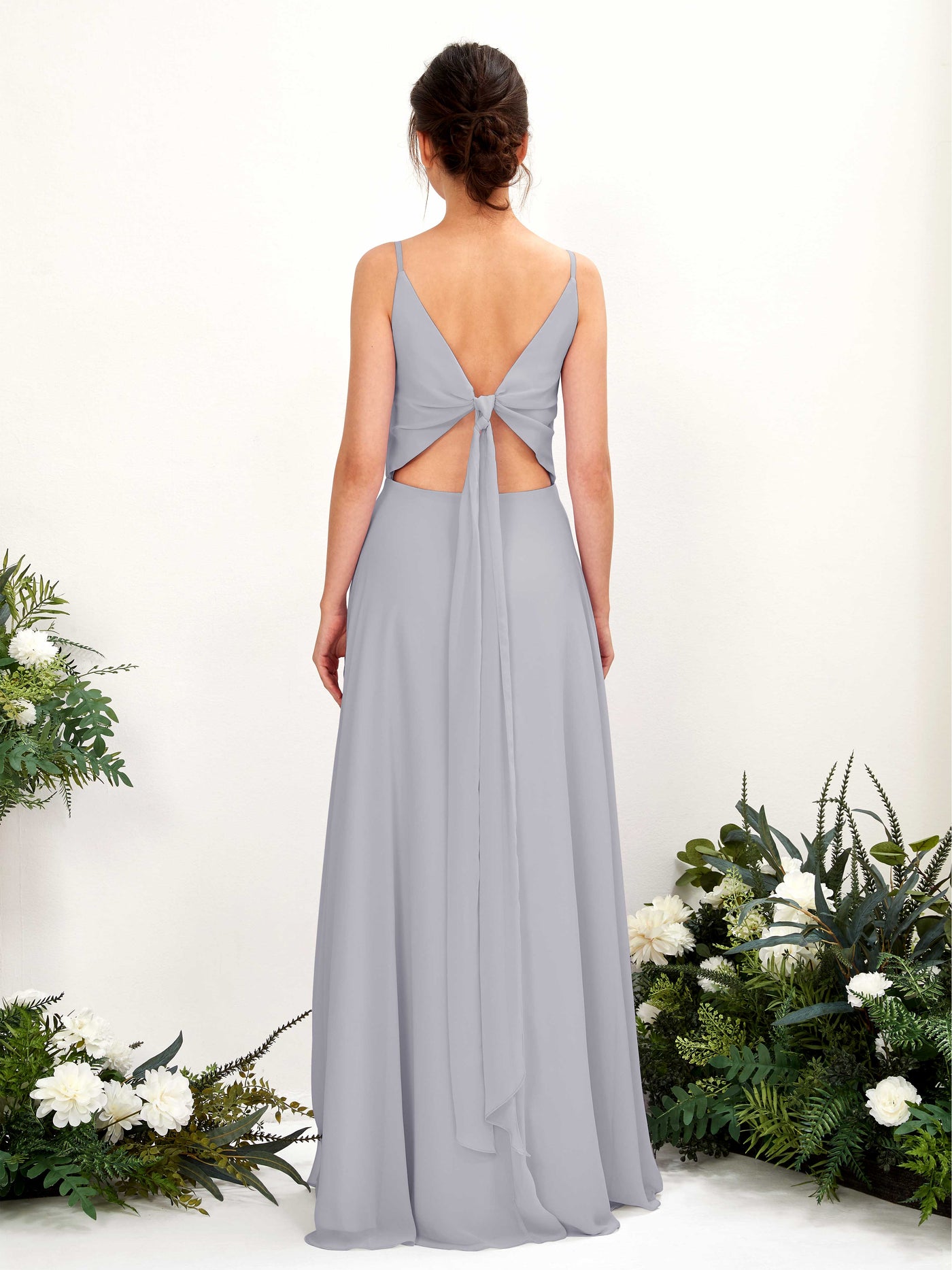 Carlyna Robe trapèze col V bretelles spaghetti robe demoiselle d'honneur Lavande Poudrée #couleur_lavande-poudr-e