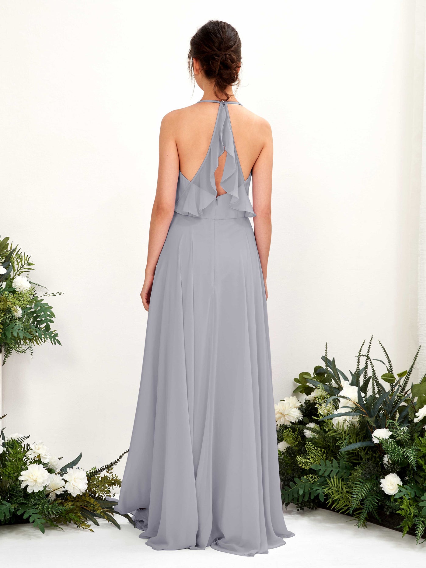 Carlyna Robe Trapèze Col V Longueur ras du sol Fente sur la jambe Demoiselle d'honneur Lavande Poudrée #couleur_lavande-poudr-e