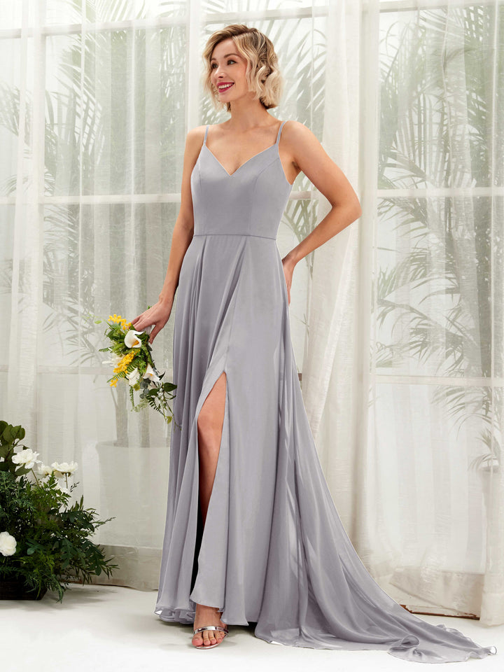 Carlyna Robe trapèze col V longueur ras du sol mousseline demoiselle d&