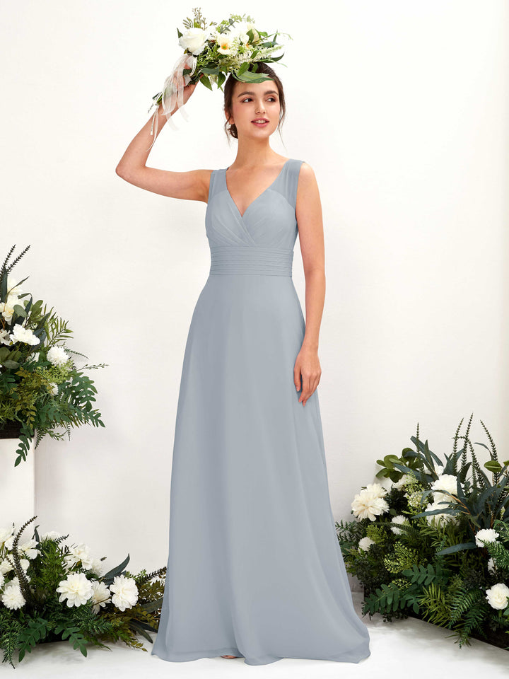 Carlyna Robe trapèze col V longueur ras du sol robe de demoiselle d&