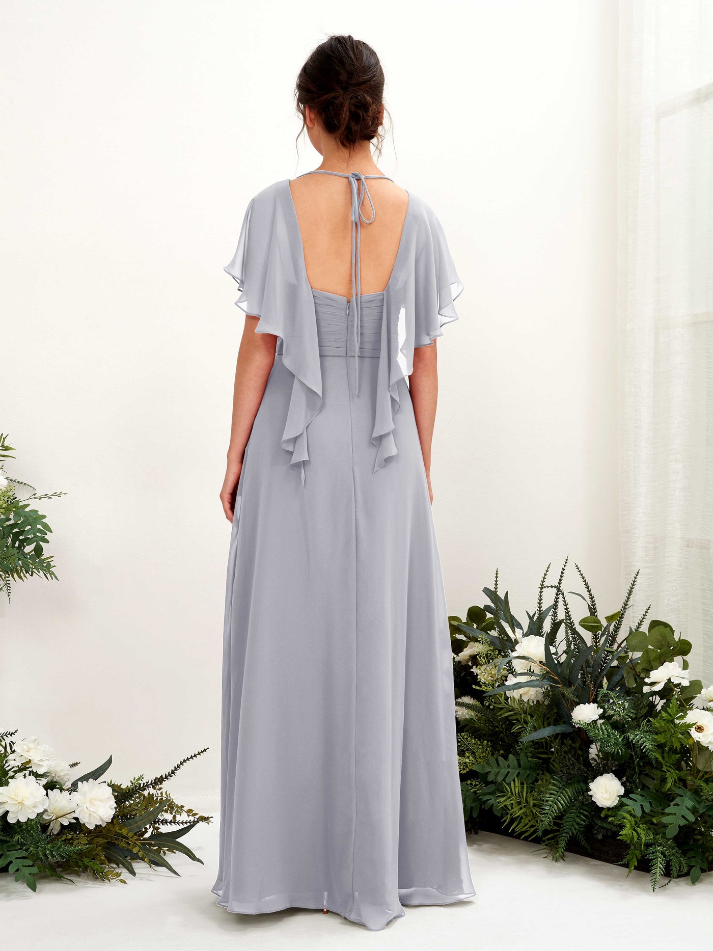 Carlyna Robe trapèze col V manches papillon robes de demoiselle d'honneur Lavande Poudrée #couleur_lavande-poudr-e