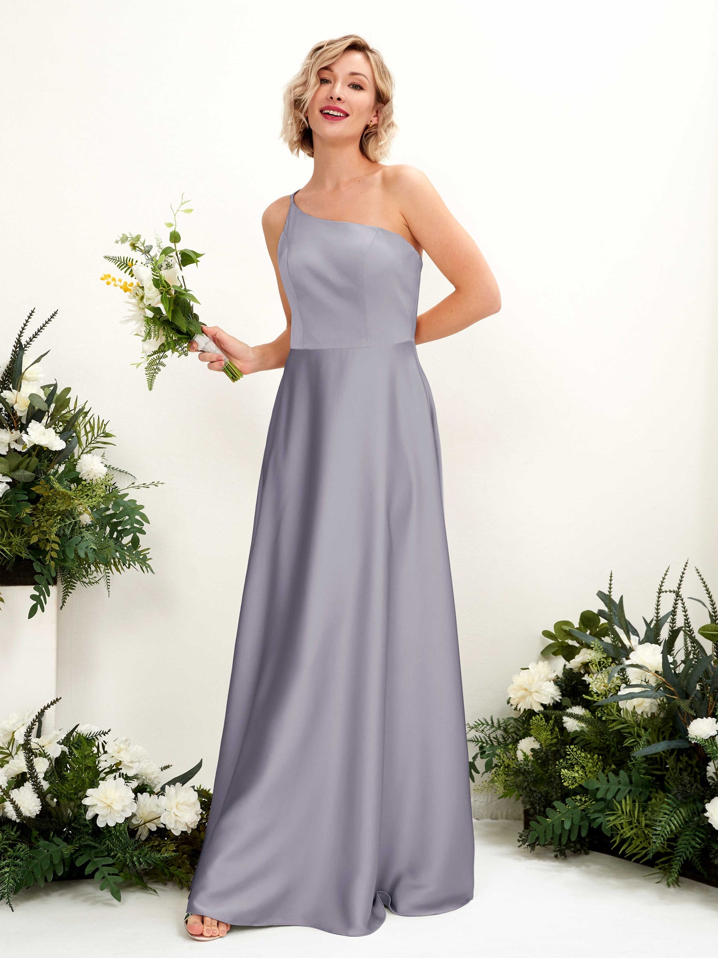 Carlyna Robe Trapèze Décolleté Asymétrique Longueur Ras du Sol Demoiselle d'Honneur Brume Violette #couleur_brume-violette