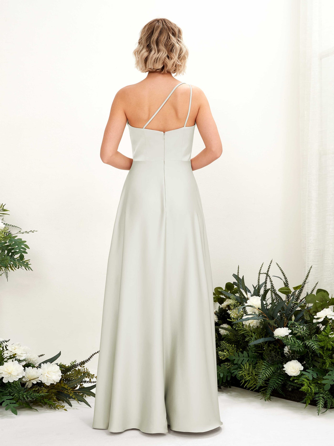 Carlyna Robe Trapèze Décolleté Asymétrique Longueur Ras du Sol Demoiselle d'Honneur Ivoire #couleur_ivoire