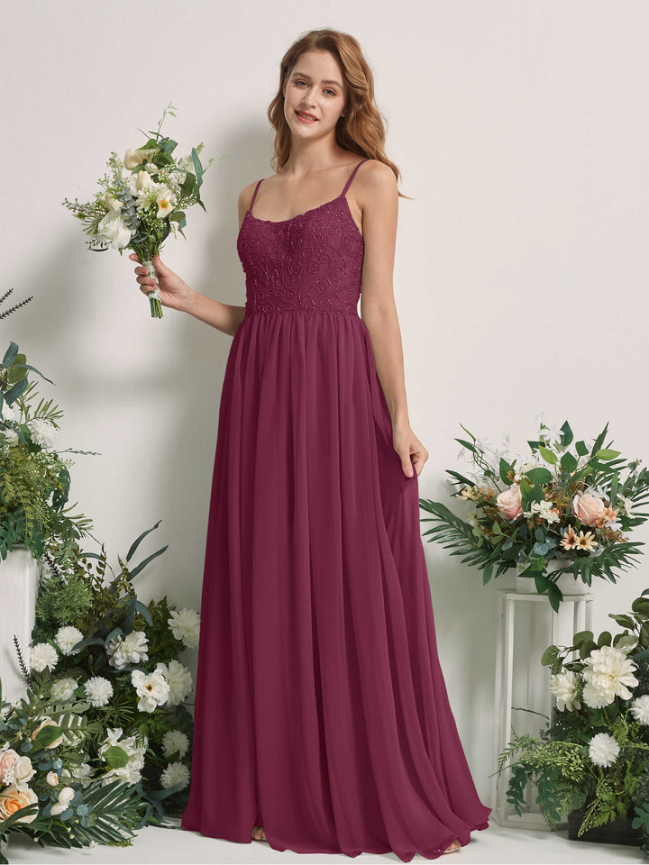 Carlyna Robe trapèze encolure dégagée longueur ras du sol mousseline demoiselle d&