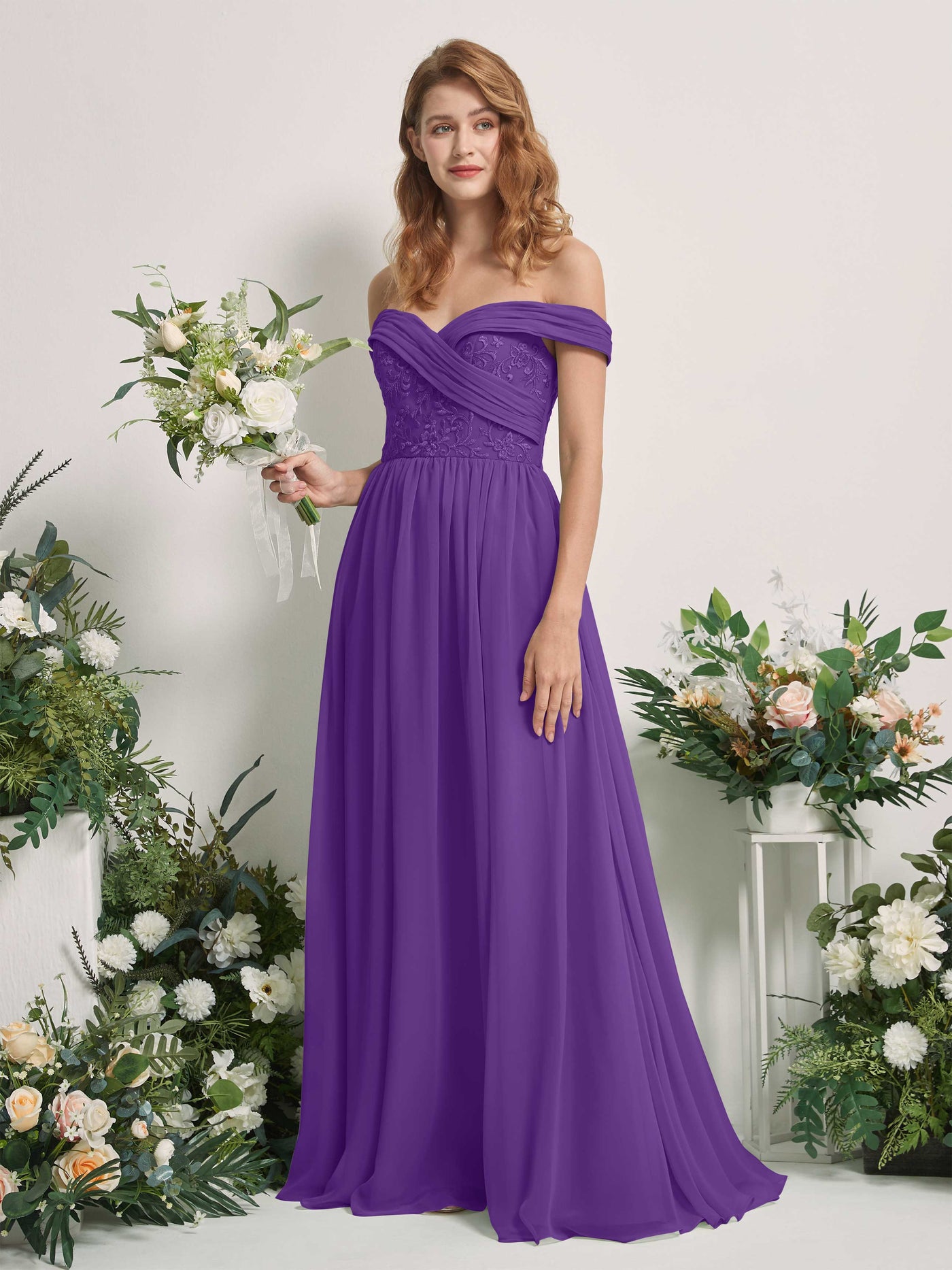 Carlyna Robe Trapèze Épaule Dénudée Longueur Ras du Sol Brodée Robes de Demoiselle d'honneur Régence #couleur_r-gence
