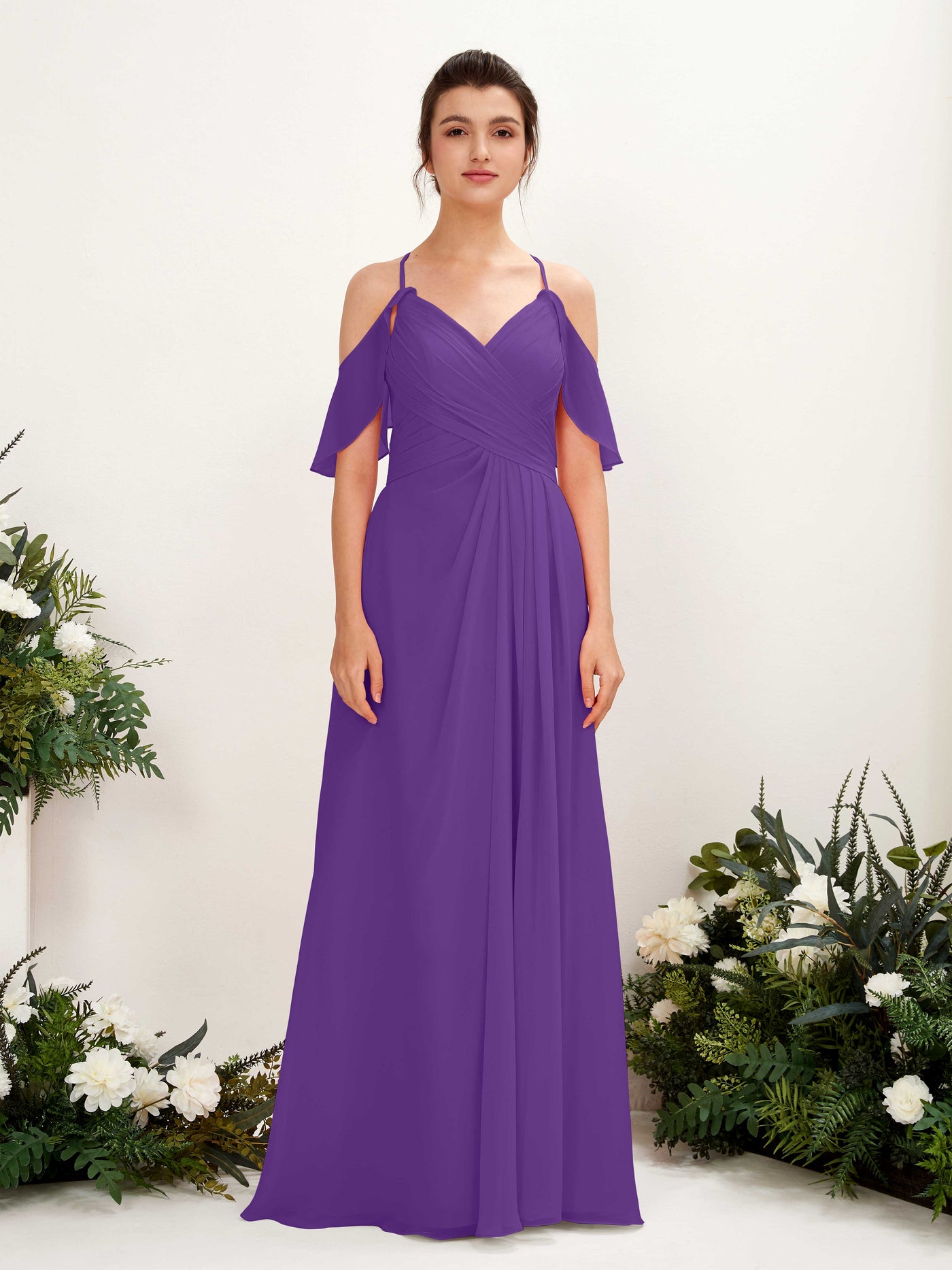 Carlyna Robe Trapèze Épaule Dénudée Longueur ras du sol Robes de demoiselle d'honneur Régence #couleur_r-gence