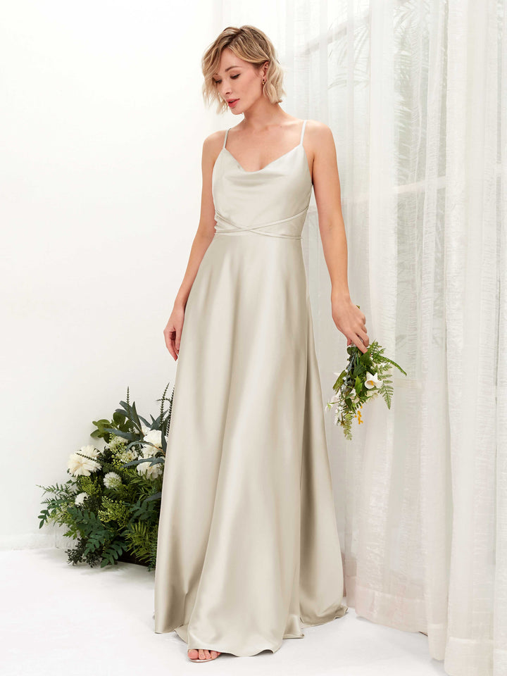 Carlyna Robe Trapèze Longueur Ras du Sol Col Bénitier Robes de Demoiselle d&