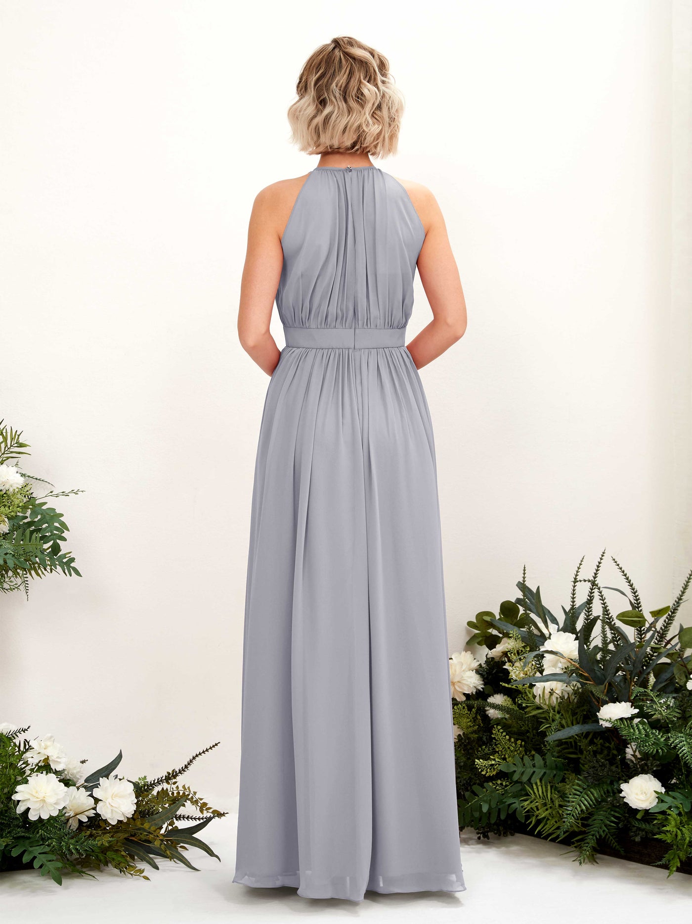 Carlyna Robe Trapèze Longueur ras du sol Col rond Mousseline Robes de demoiselle d'honneur Lavande Poudrée #couleur_lavande-poudr-e