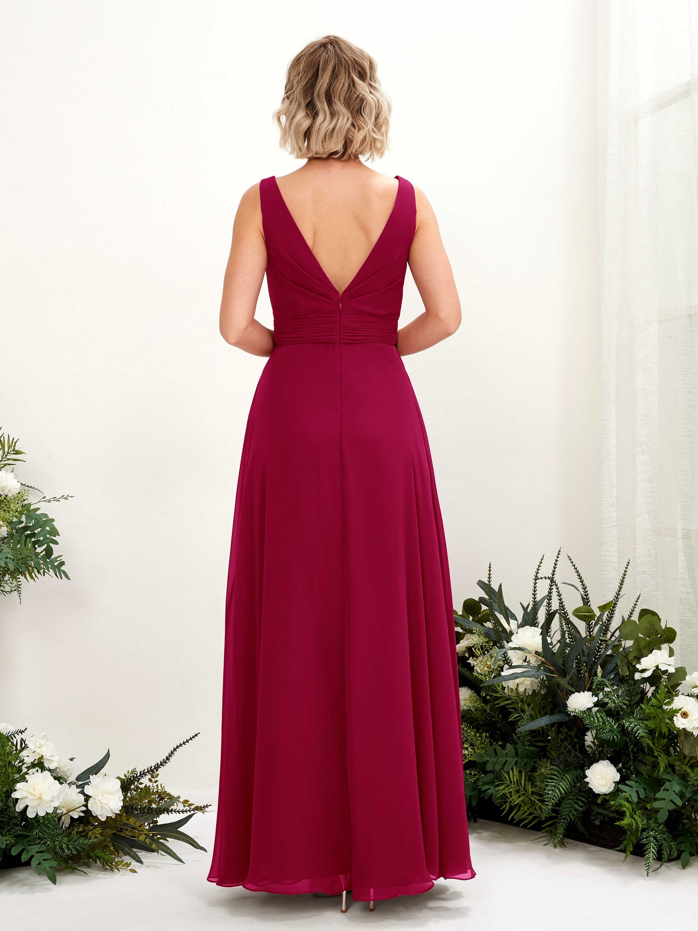 Carlyna Robe trapèze longueur ras du sol encolure bateau demoiselle d'honneur Rouge Bouffon #couleur_rouge-bouffon
